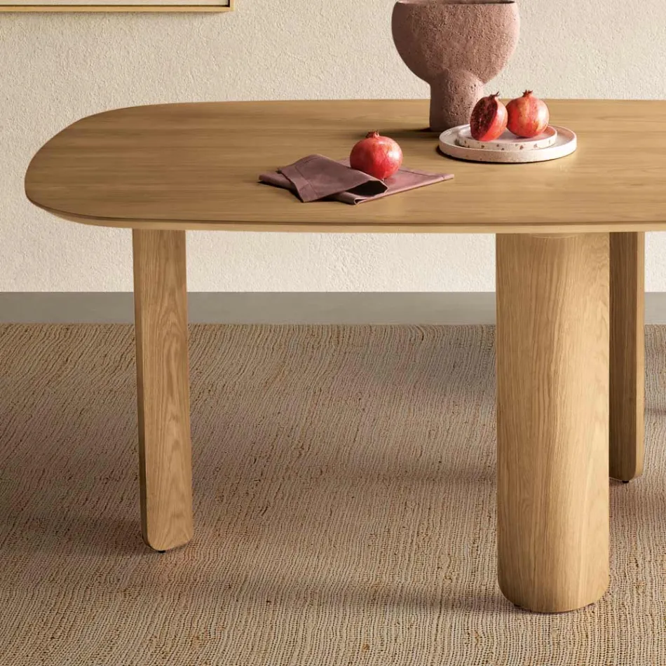 Tavolo Fisso in Tre Colori con Finitura Effetto Legno e Due Dimensioni - Musa Viadurini