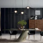 Tavolo Fisso Rettangolare in Acciaio e Ceramica Made in Italy - Pantaloni Viadurini