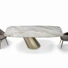 Tavolo Fisso Rettangolare in Acciaio e Ceramica Made in Italy - Pantaloni Viadurini