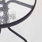 Tavolo in Acciaio da Giardino con Piano in Vetro Tondo Design Elegante - Purizia Viadurini