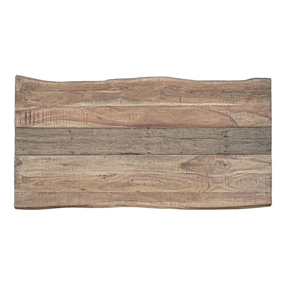 Tavolo in Legno d'Acacia con Inserto Riciclato e Acciaio Homemotion - Zalma Viadurini