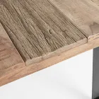 Tavolo in Legno d'Acacia con Inserto Riciclato e Acciaio Homemotion - Zalma Viadurini