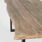 Tavolo in Legno d'Acacia con Inserto Riciclato e Acciaio Homemotion - Zalma Viadurini