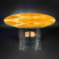 Tavolo in legno di olivo e vetro tondo Portofino 