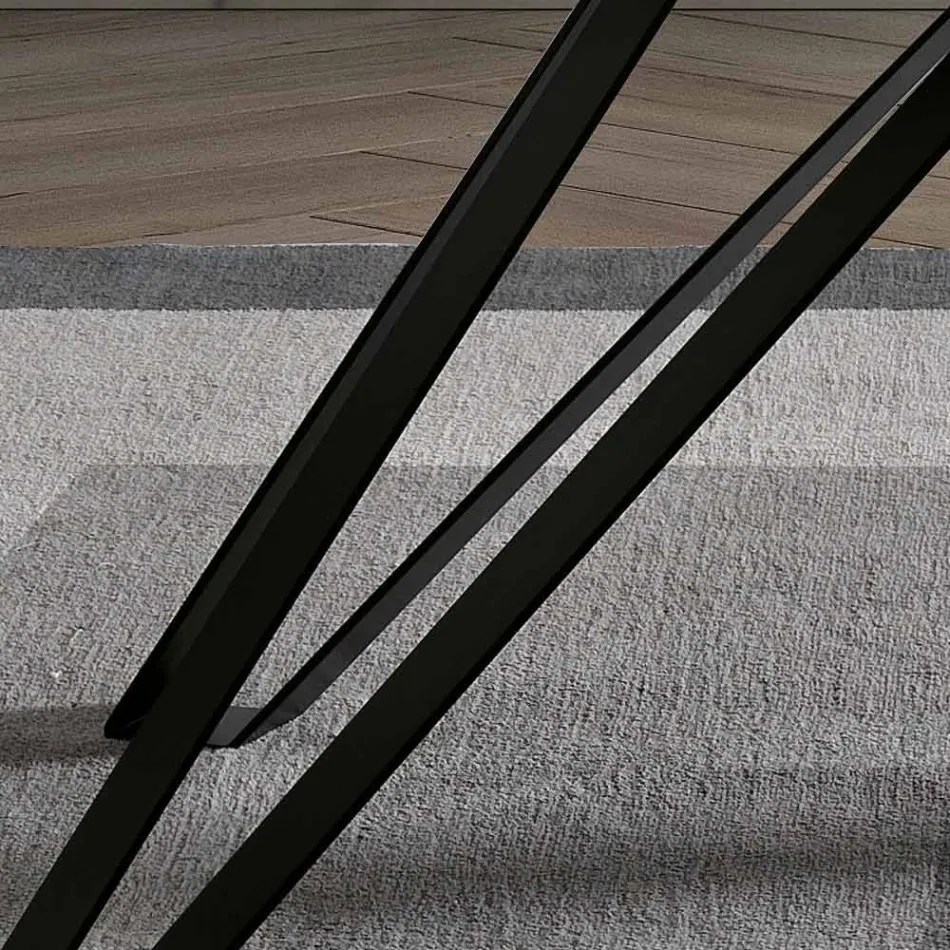 Tavolo in Legno Impiallacciato Frassino Carbone e Metallo Made in Italy - Meluso Viadurini