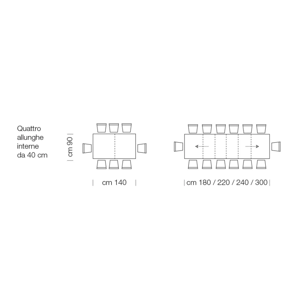 Tavolo in Legno Laminato Allungabile Fino a 470 cm Made in Italy – Gordito Viadurini