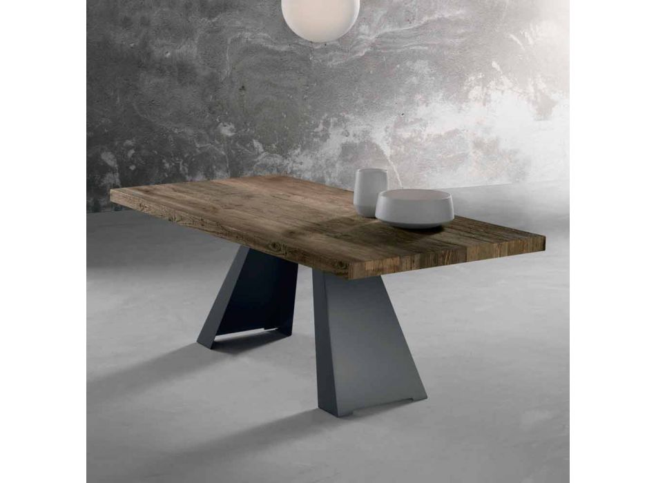 Tavolo in legno massello di design realizzato in Italia Zerba Viadurini