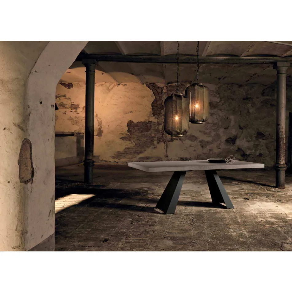 Tavolo in legno rovere nodato moderno prodotto in Italia Zerba Viadurini