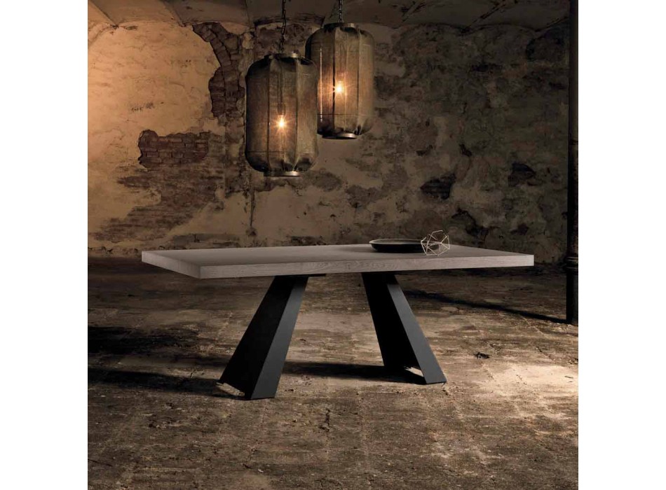Tavolo in legno rovere nodato moderno prodotto in Italia Zerba Viadurini