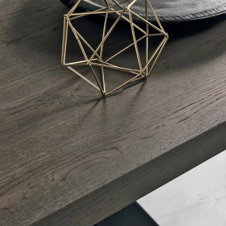 Tavolo in legno rovere nodato moderno prodotto in Italia Zerba Viadurini