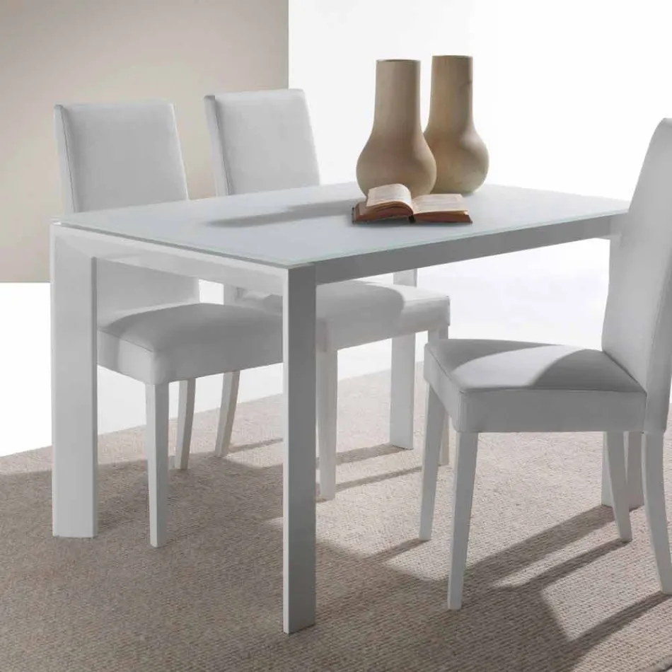 Tavolo in vetro temperato allungabile con mono allunga a libro Phoenix Viadurini