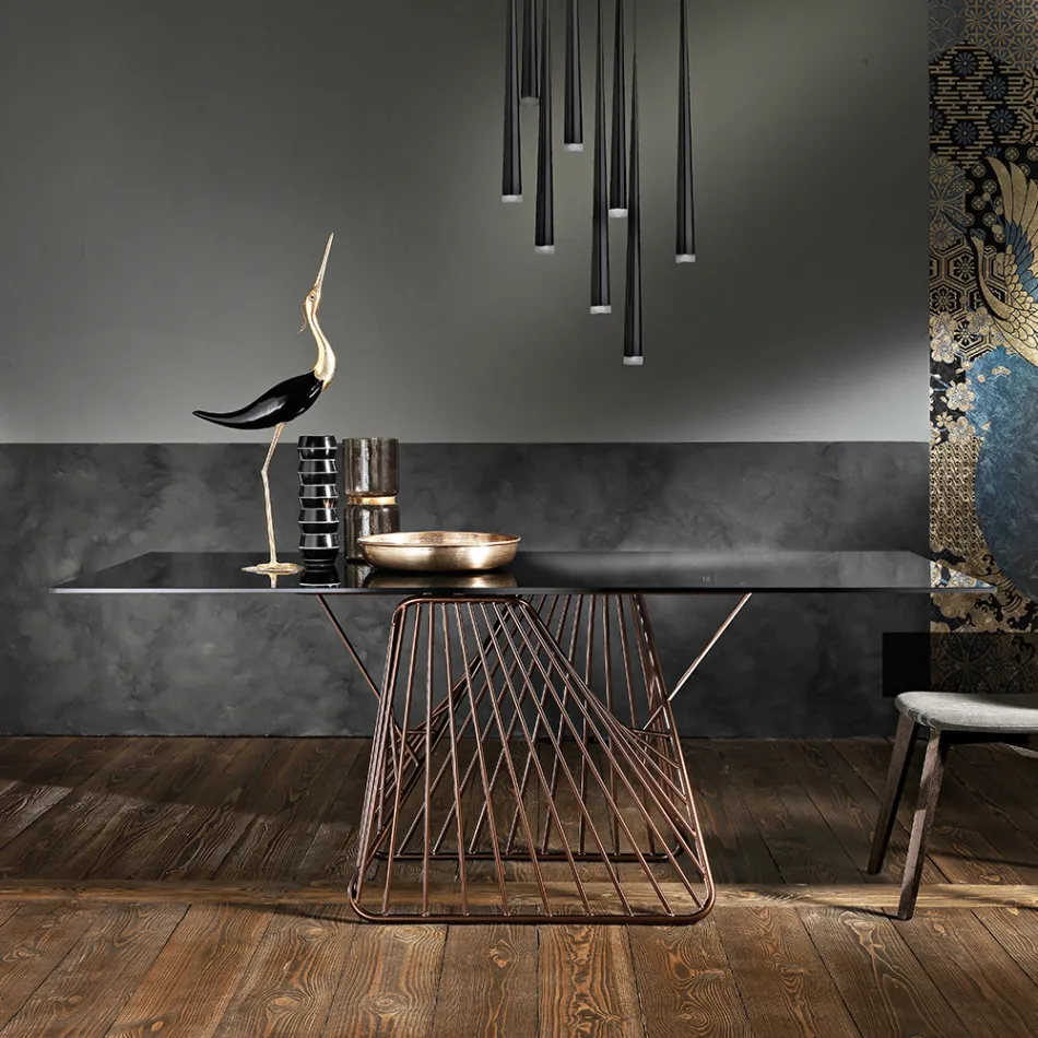 Tavolo in vetro temperato di design moderno fatto in Italia, Mitia Viadurini