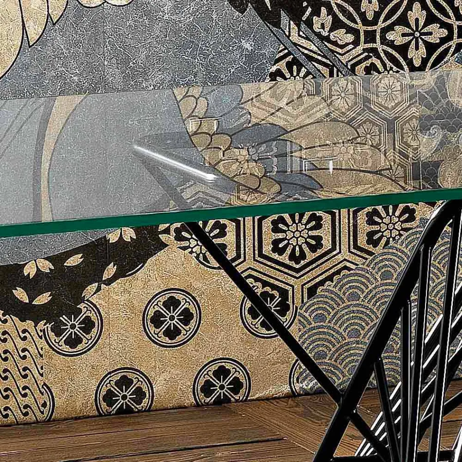 Tavolo in vetro temperato di design moderno fatto in Italia, Mitia Viadurini