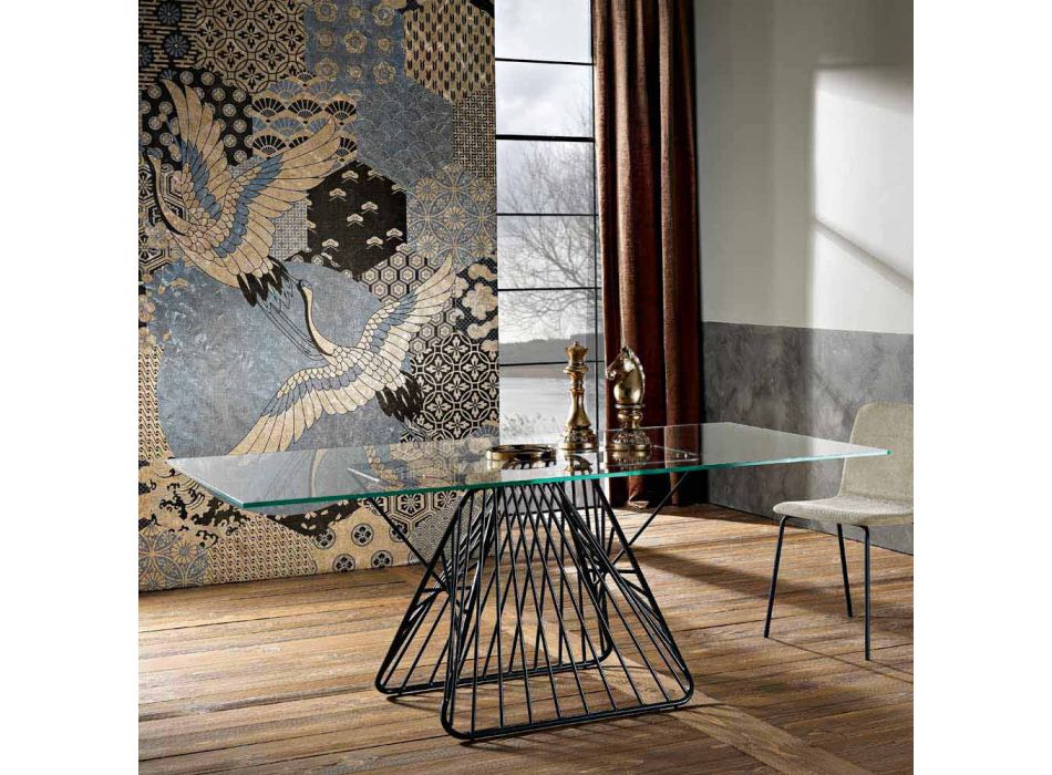 Tavolo in vetro temperato di design moderno fatto in Italia, Mitia Viadurini