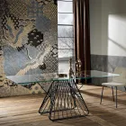 Tavolo in vetro temperato di design moderno fatto in Italia, Mitia Viadurini