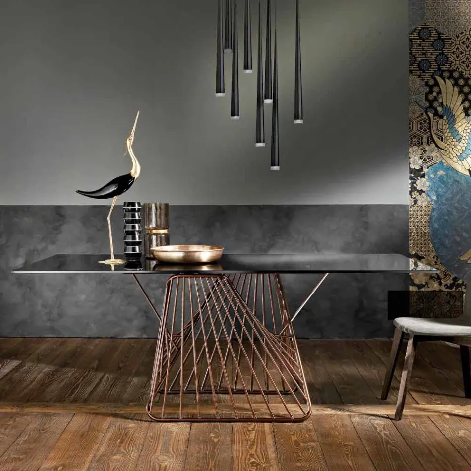 Tavolo in vetro temperato di design moderno fatto in Italia, Mitia Viadurini