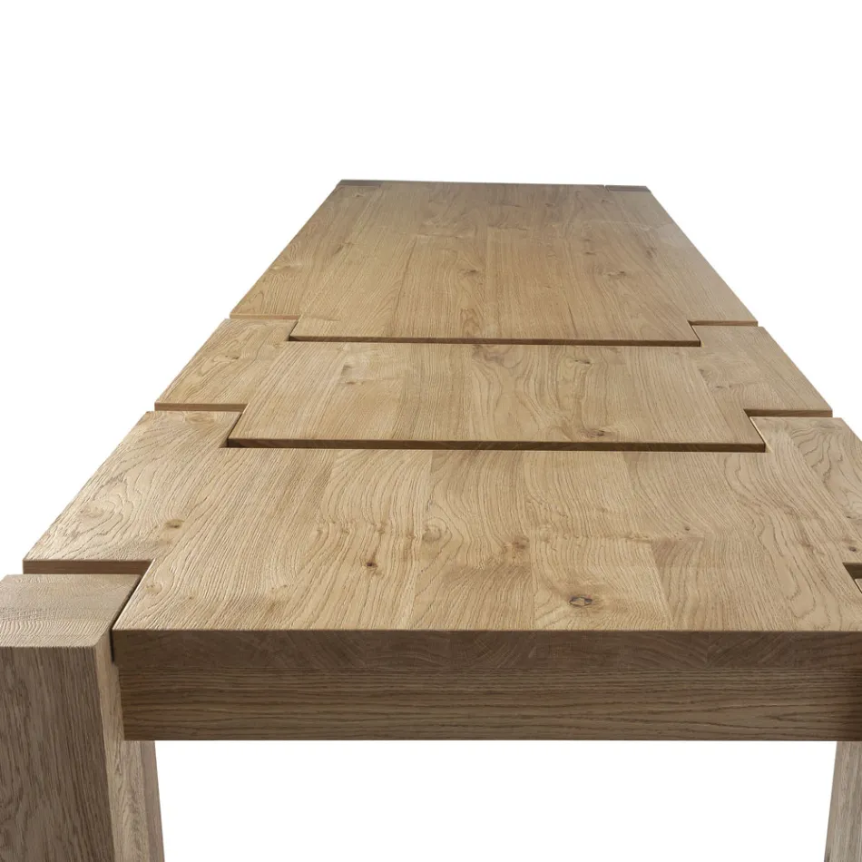 Tavolo Living Allungabile in Placcato di Rovere Nodato Made in Italy – Durin Viadurini