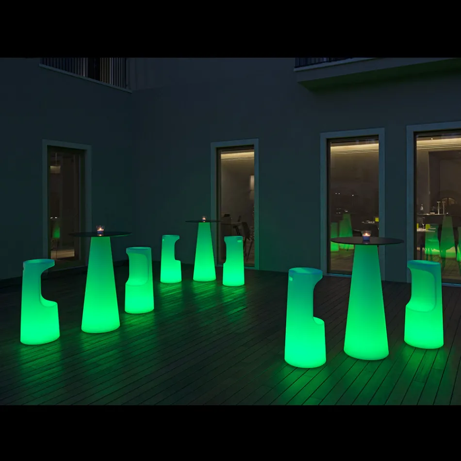 Tavolo Luminoso Alto da Esterno con LED in Hpl e Polietilene Made in Italy - Forlina Viadurini