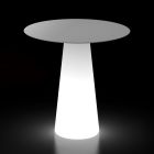 Tavolo Luminoso da Esterno con Base a Luce LED e Piano Rotondo Made in Italy - Forlina Viadurini