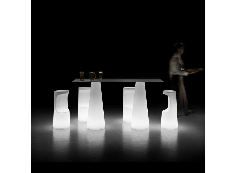 Tavolo Luminoso da Esterno Moderno con Base a Luci LED Made in Italy - Forlina Viadurini