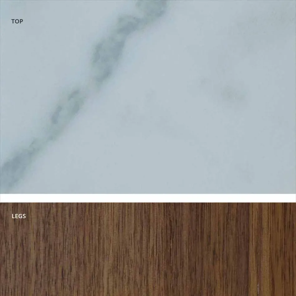 Tavolo moderno con piano in gres effetto marmo fatto in Italia, Adrano Viadurini