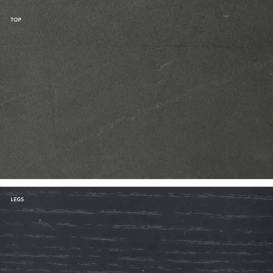 Tavolo moderno con piano in gres effetto marmo fatto in Italia, Adrano Viadurini