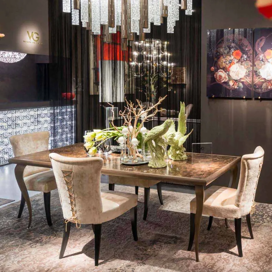 Tavolo neo-classico con struttura in massello e piano in marmo Adam Viadurini