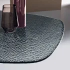 Tavolo Ovale 180x100 cm in Vetro Martellato Fumè e Metallo - Domus Viadurini