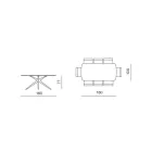 Tavolo Ovale 180x100 cm in Vetro Martellato Fumè e Metallo - Domus Viadurini