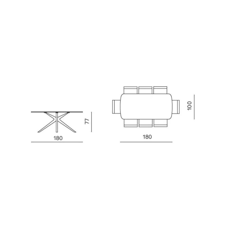 Tavolo Ovale 180x100 cm in Vetro Martellato Fumè e Metallo - Domus Viadurini