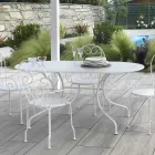 Tavolo Ovale da Giardino Realizzato Interamente in Metallo - Archivio Viadurini