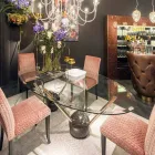 Tavolo ovale di design con piano in vetro 100% Made in Italy Zoe Viadurini