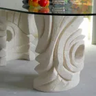 Tavolo ovale di petra con piano in cristallo di design moderno Erinni Viadurini