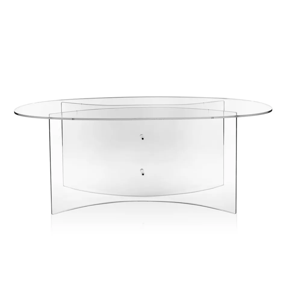 Tavolo Ovale in Plexiglass Trasparente Realizzato in Italia - Gabriela Viadurini