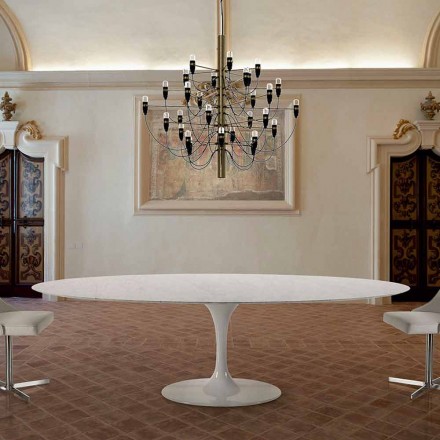 Tavolo Ovale Moderno in Marmo Carrara o Nero Marquinia Made in Italy – Dollars Viadurini