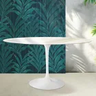 Tavolo Ovale Tulip Saarinen H 74 cm in Ceramica Florim Calacatta Gold Lucido - Scarlet Viadurini