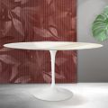 Tavolo Ovale Tulip Saarinen H 74 cm in Ceramica Florim Calacatta Gold Opaco - Scarlet