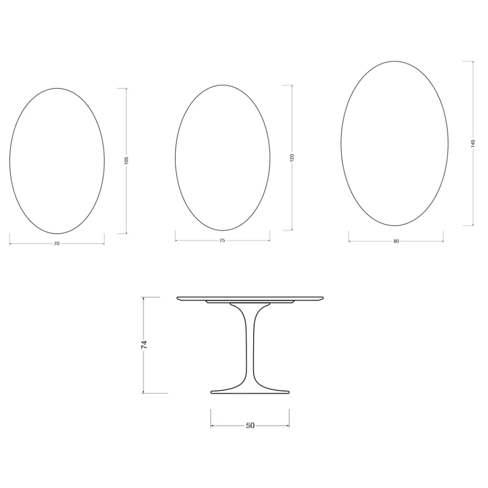 Tavolo Ovale Tulip Saarinen H 74 cm in Ceramica Florim Statuario Opaco - Scarlet Viadurini