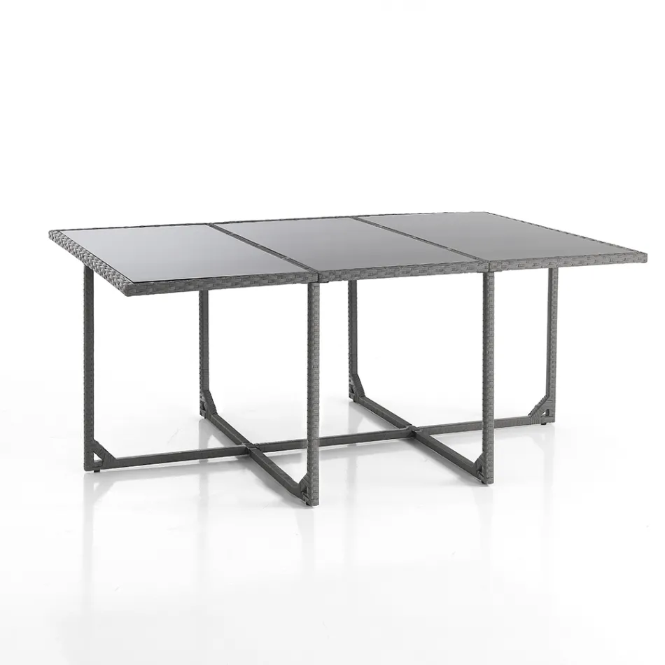 Tavolo per Interno e Esterno con 6 Sedie con Schienale Reclinabile e 4 Pouf - Venir Viadurini