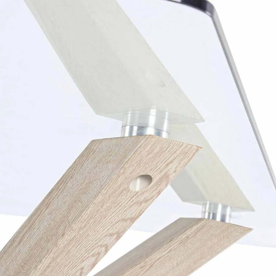 Tavolo per Sala da Pranzo con Piano in Vetro Temperato Homemotion - Denda Viadurini