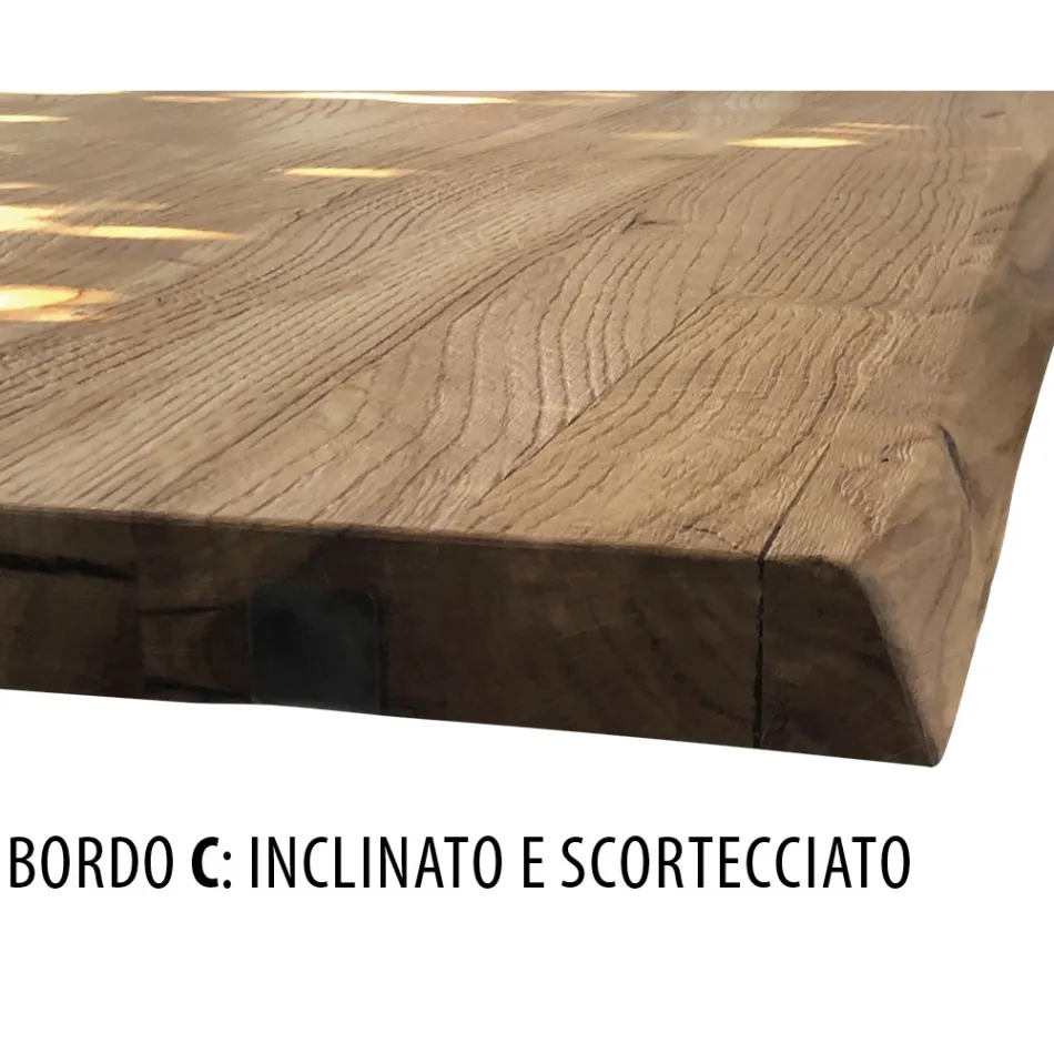 Tavolo Placcato in Rovere Nodato Squadrato e Base in Metallo Made in Italy - Pilar Viadurini