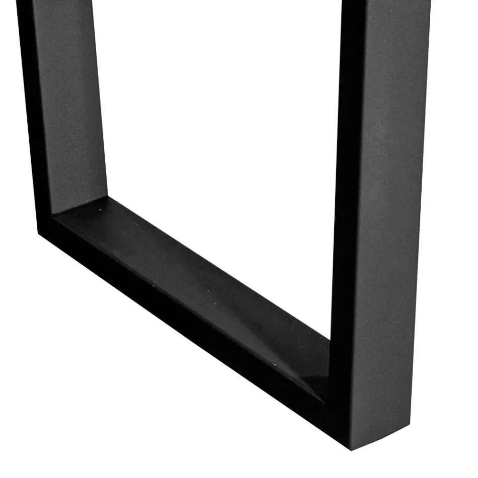 Tavolo Placcato in Rovere Nodato Squadrato e Base in Metallo Made in Italy - Pilar Viadurini