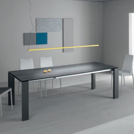 Tavolo Pranzo Allungabile a 2,8 m Metallo e Piano Ceramica Opaca - Rashid Viadurini