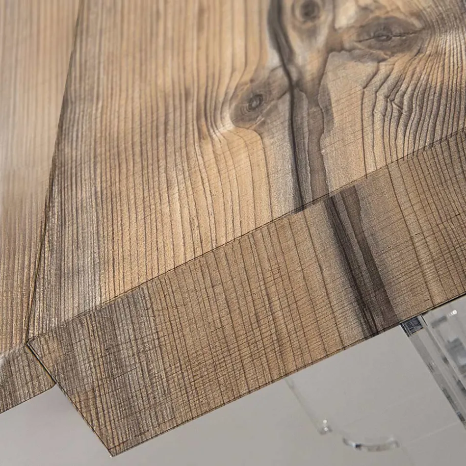 Tavolo Pranzo Allungabile a 255 cm in Plexiglass e Legno Made in Italy - Francoise Viadurini