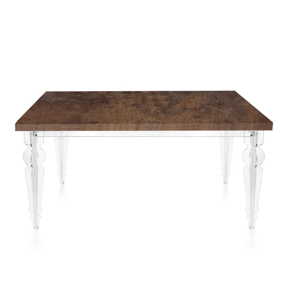 Tavolo Pranzo Allungabile a 255 cm in Plexiglass e Legno Made in Italy - Francoise Viadurini