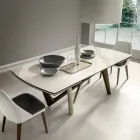 Tavolo Pranzo Allungabile a 294 cm Ceramica Lucida e Poliuretano - Stalto Viadurini