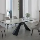 Tavolo Pranzo Allungabile Fino 270 cm con Piano Vetro Ceramica - Trasimeno Viadurini