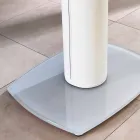 Tavolo pranzo allungabile in vetro e similpelle, L120/180xP90cm, Lelia Viadurini