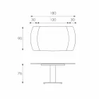 Tavolo pranzo allungabile in vetro e similpelle, L120/180xP90cm, Lelia Viadurini