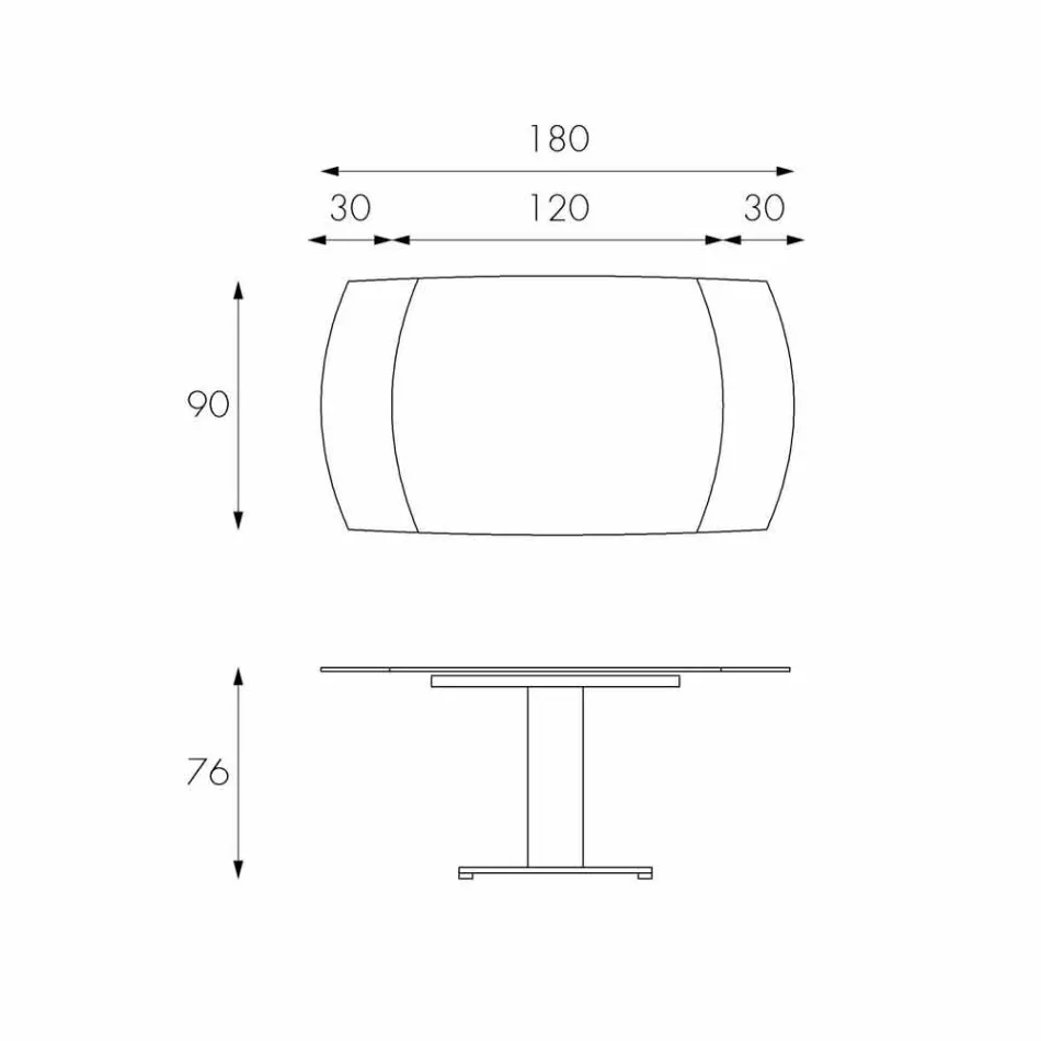Tavolo pranzo allungabile in vetro e similpelle, L120/180xP90cm, Lelia Viadurini